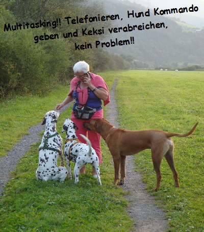 Multitasking!! Telefonieren, Hund Kommando 








geben und Keksi verabreichen, 








kein Problem!!